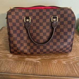 Designer Brown Checkered Handbag